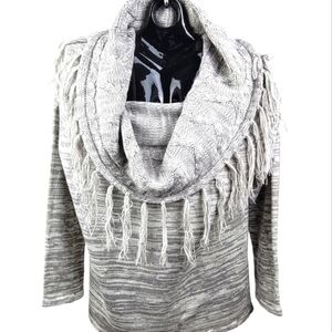 **PLUS SIZE** Ashley Stewart Fringed Cowl‎ Neck Tunic Sweater